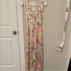 Francesca’s Page Floral Satin Midi Dress